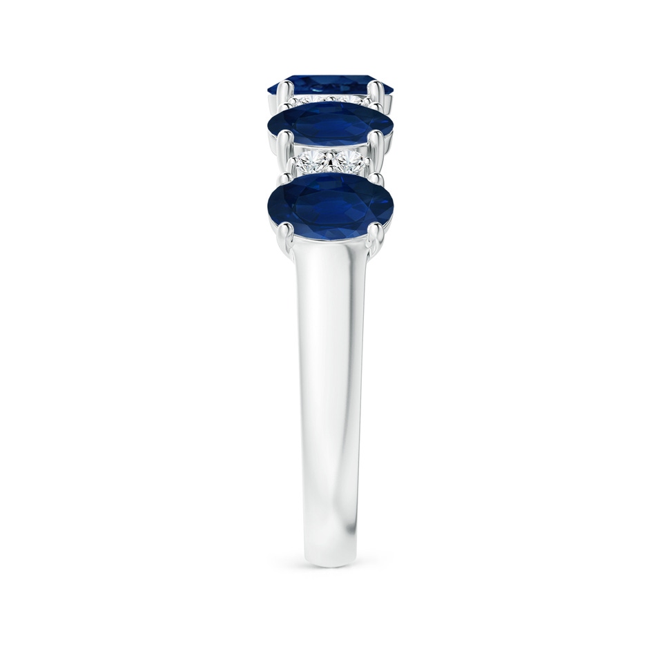 6x4mm AA Five Stone Blue Sapphire and Diamond Wedding Ring in 18K White Gold side 299