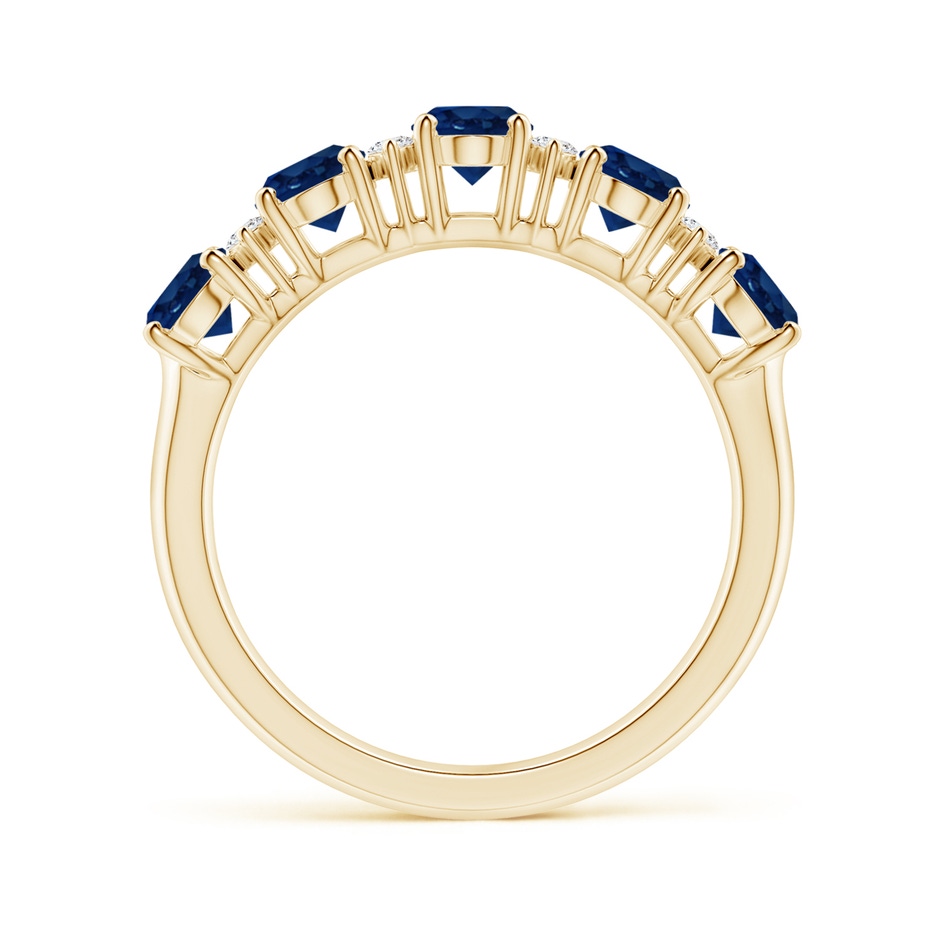 6x4mm AA Five Stone Blue Sapphire and Diamond Wedding Ring in Yellow Gold side 199