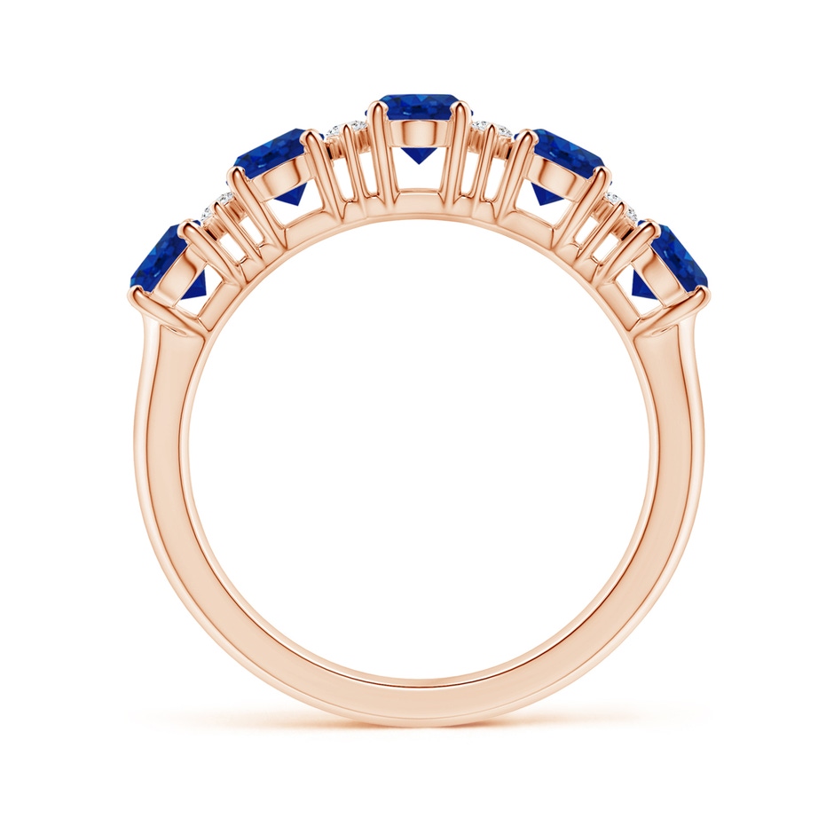 6x4mm AAA Five Stone Blue Sapphire and Diamond Wedding Ring in 18K Rose Gold side 199