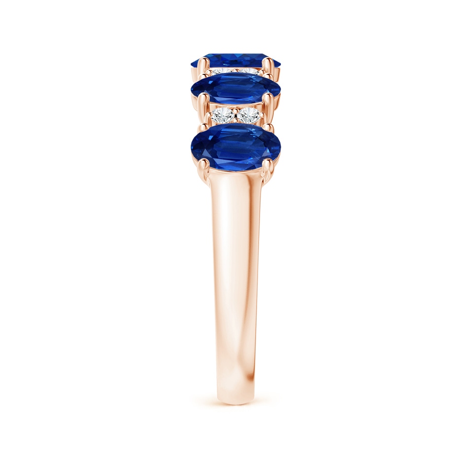 6x4mm AAA Five Stone Blue Sapphire and Diamond Wedding Ring in 18K Rose Gold side 299