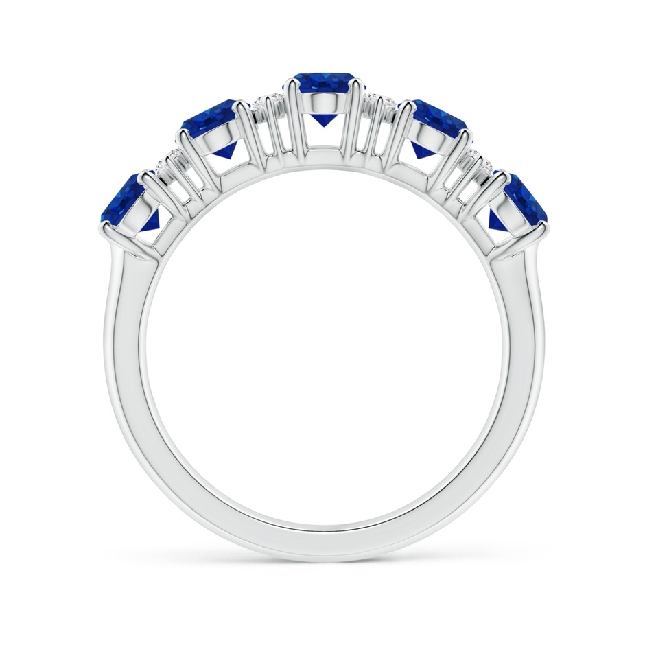 6x4mm AAA Five Stone Blue Sapphire and Diamond Wedding Ring in White Gold side 199