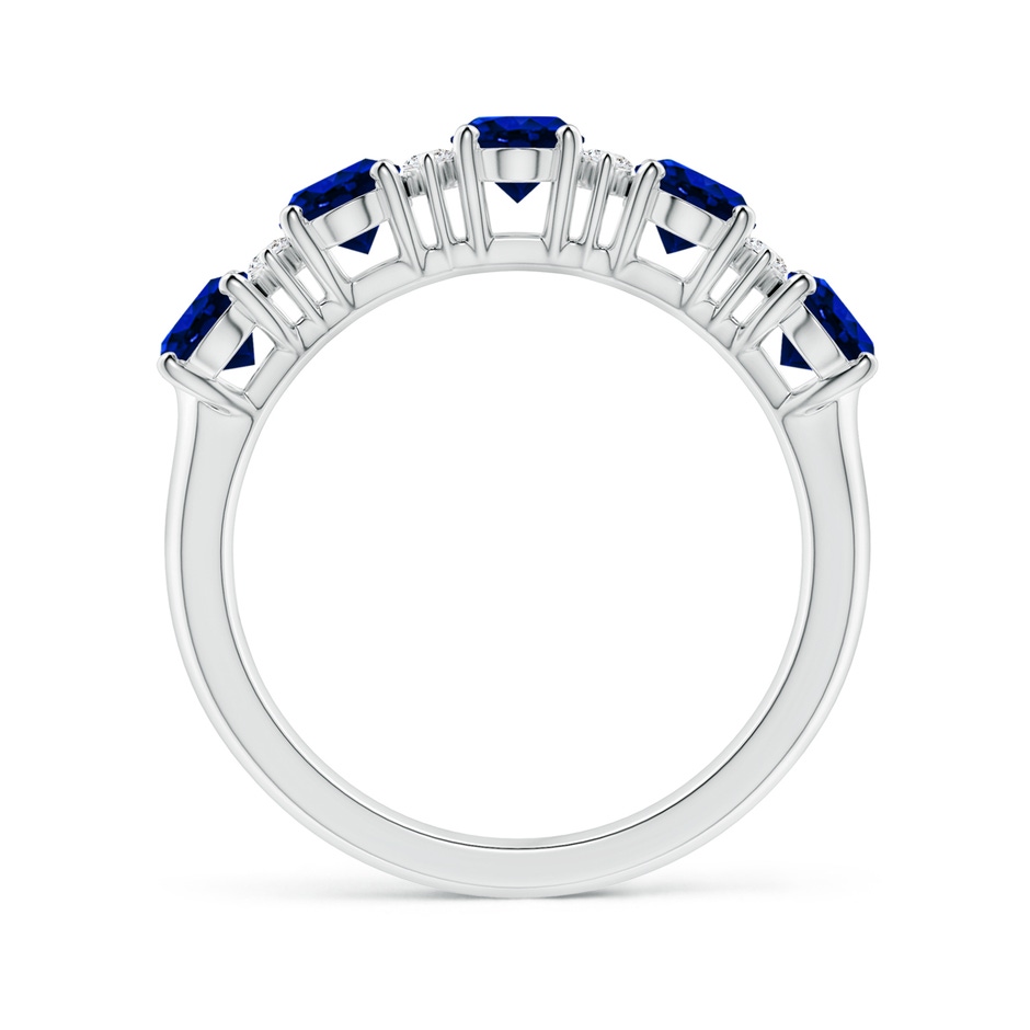 6x4mm Lab-Grown Five Stone Blue Sapphire and Diamond Wedding Ring in White Gold side 199