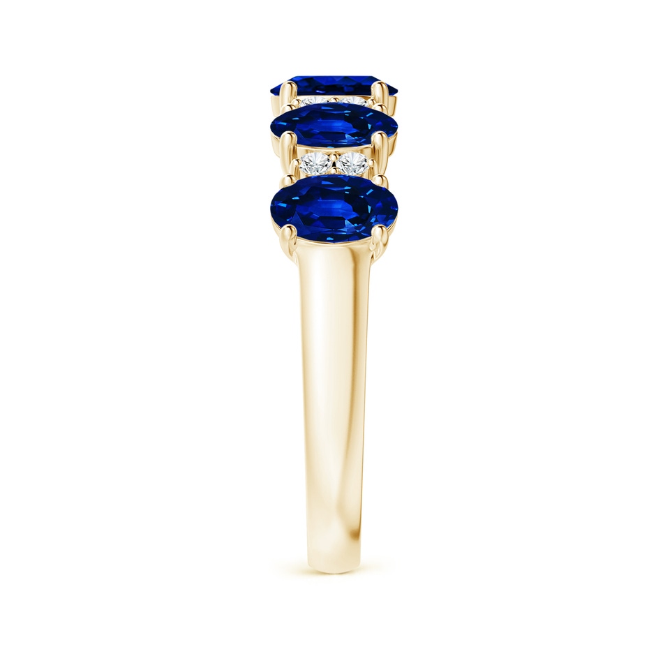 6x4mm AAAA Five Stone Blue Sapphire and Diamond Wedding Ring in Yellow Gold side 299
