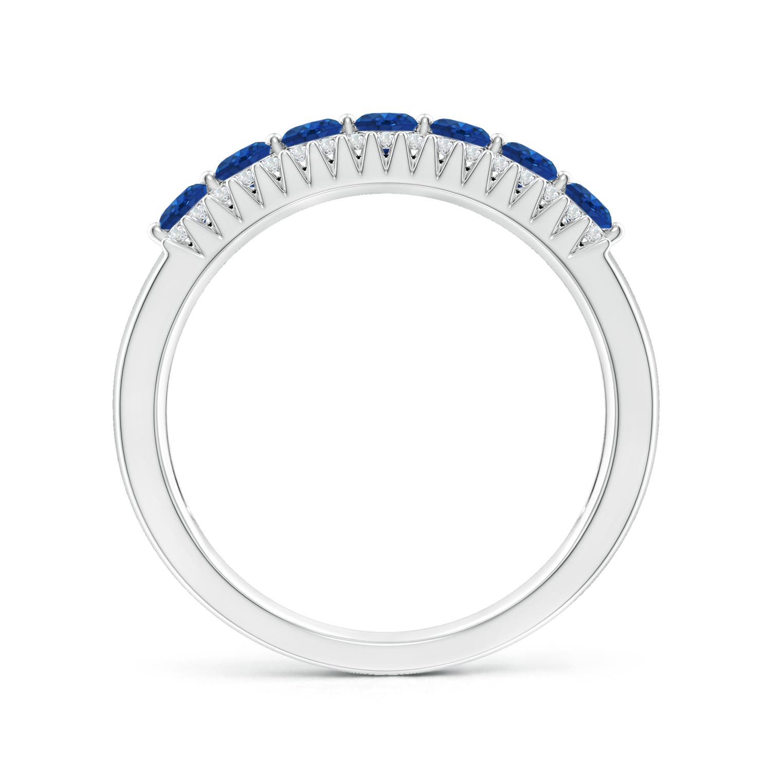 2.5mm AAA Floating Blue Sapphire Half Eternity Ring with Diamonds in White Gold