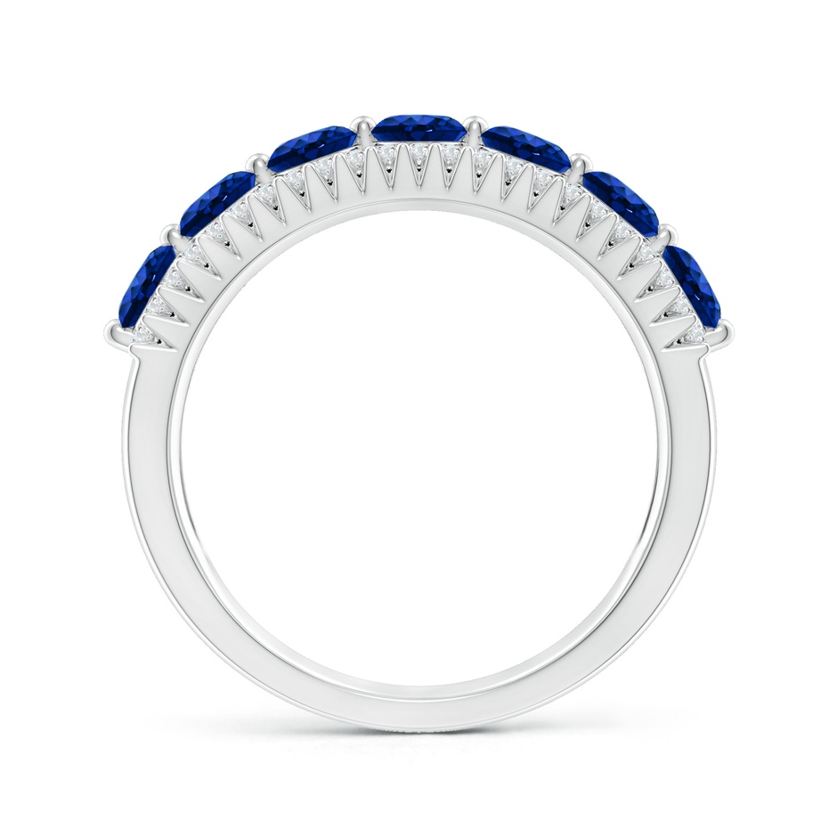 3.5mm AAAA Floating Blue Sapphire Half Eternity Ring with Diamonds in White Gold side 199