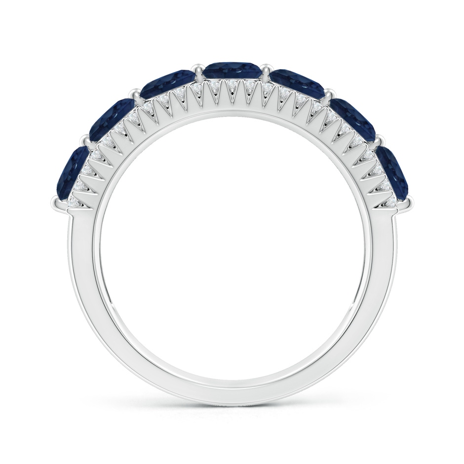 4mm AA Floating Blue Sapphire Half Eternity Ring with Diamonds in 18K White Gold side 199
