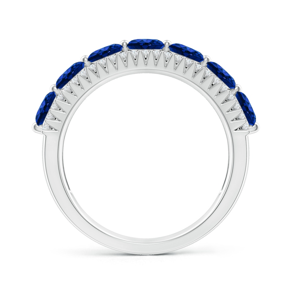 4mm AAAA Floating Blue Sapphire Half Eternity Ring with Diamonds in P950 Platinum side 199