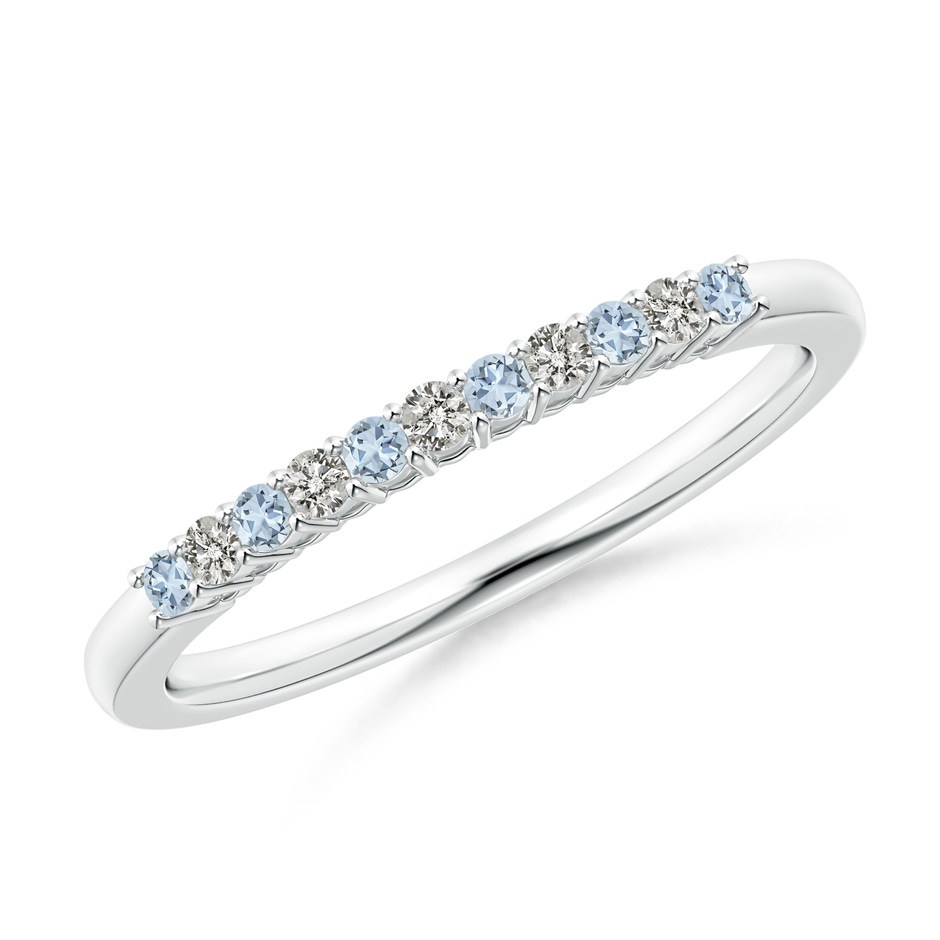 1.5mm A Aquamarine and Diamond Half Eternity Wedding Ring in P950 Platinum 