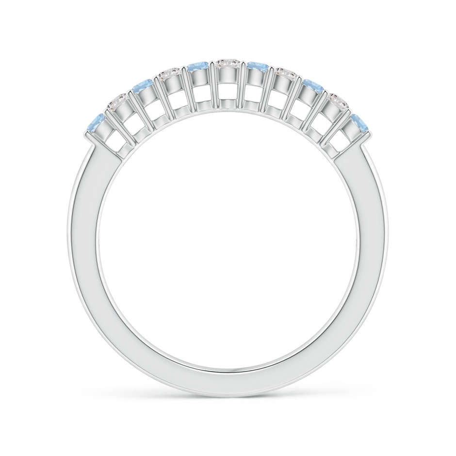 2mm AA Aquamarine and Diamond Half Eternity Wedding Ring in White Gold side 199