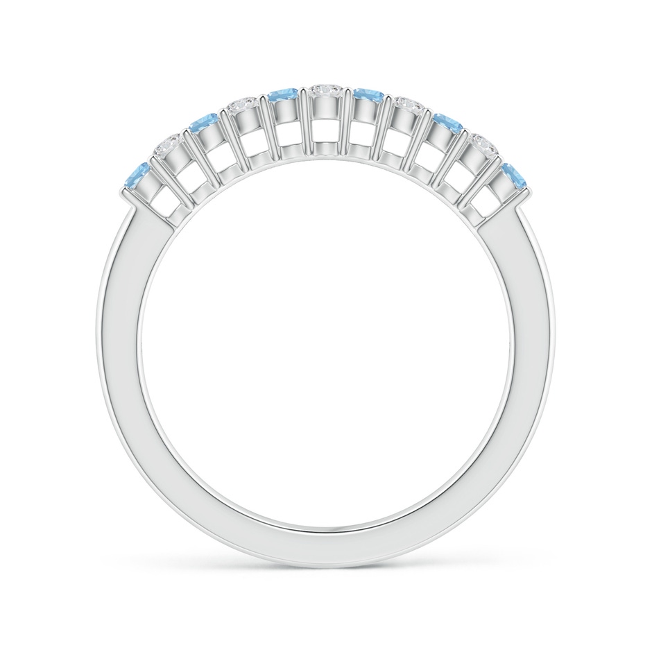 2mm AAA Aquamarine and Diamond Half Eternity Wedding Ring in P950 Platinum side 199