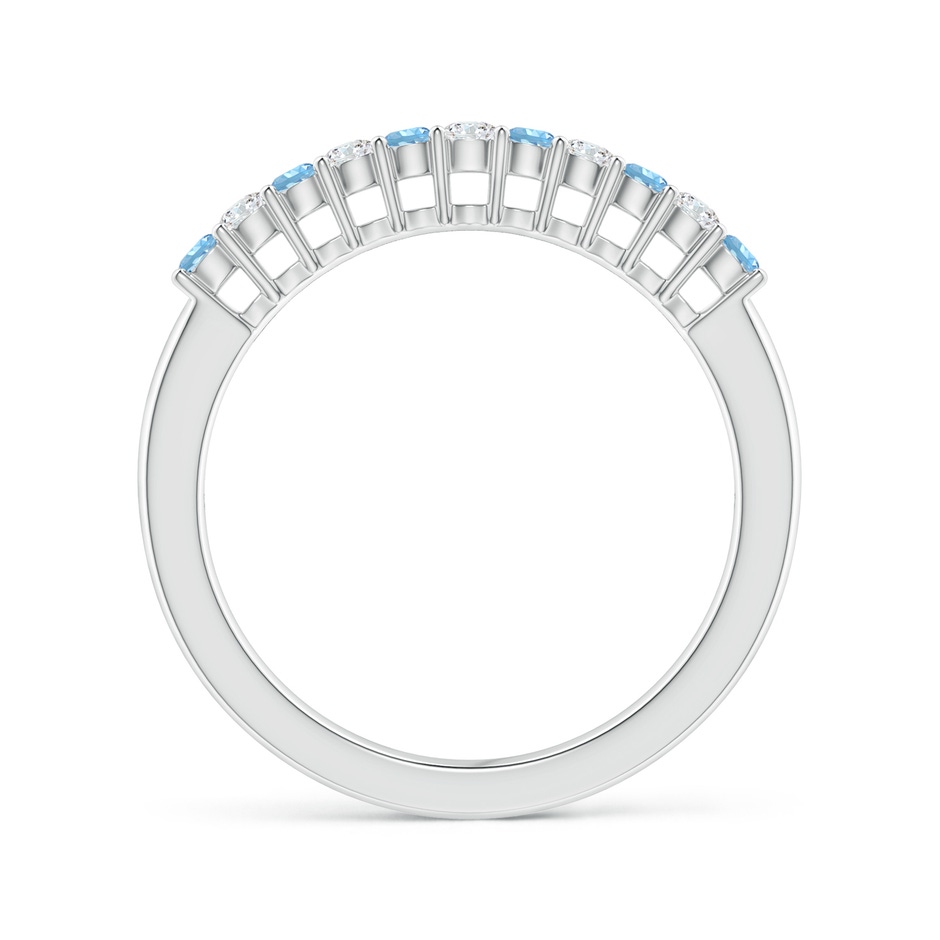 2mm AAAA Aquamarine and Diamond Half Eternity Wedding Ring in White Gold side 199
