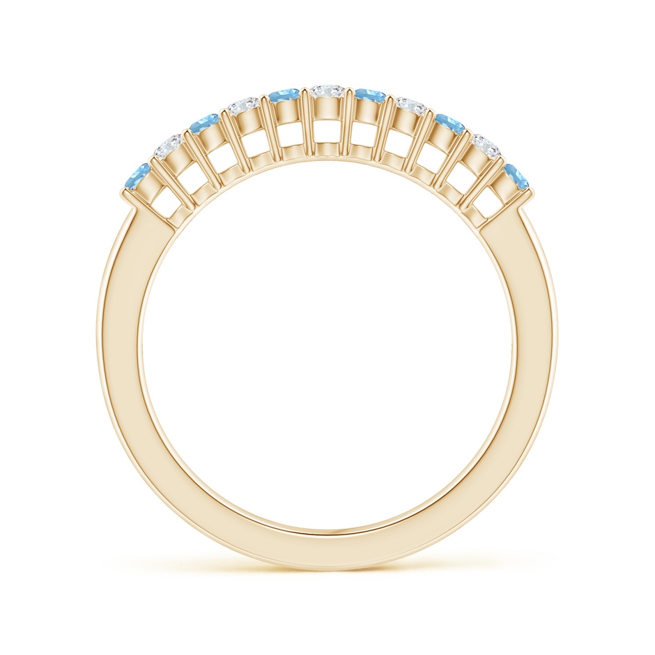 2mm AAAA Aquamarine and Diamond Half Eternity Wedding Ring in Yellow Gold side 199