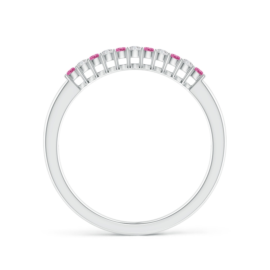 1.5mm AAA Pink Sapphire and Diamond Half Eternity Wedding Ring in P950 Platinum side 199