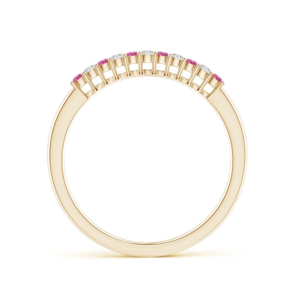 1.5mm AAA Pink Sapphire and Diamond Half Eternity Wedding Ring in Yellow Gold side 199