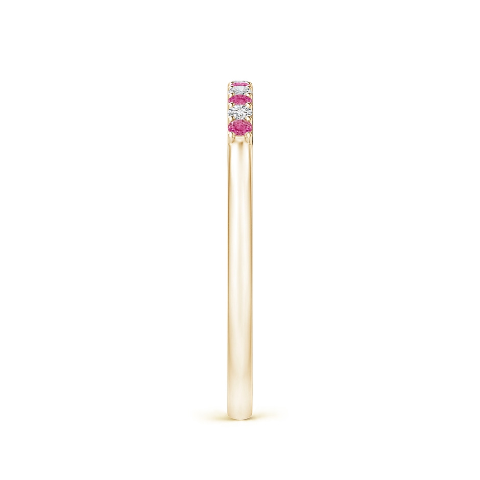 1.5mm AAA Pink Sapphire and Diamond Half Eternity Wedding Ring in Yellow Gold side 299