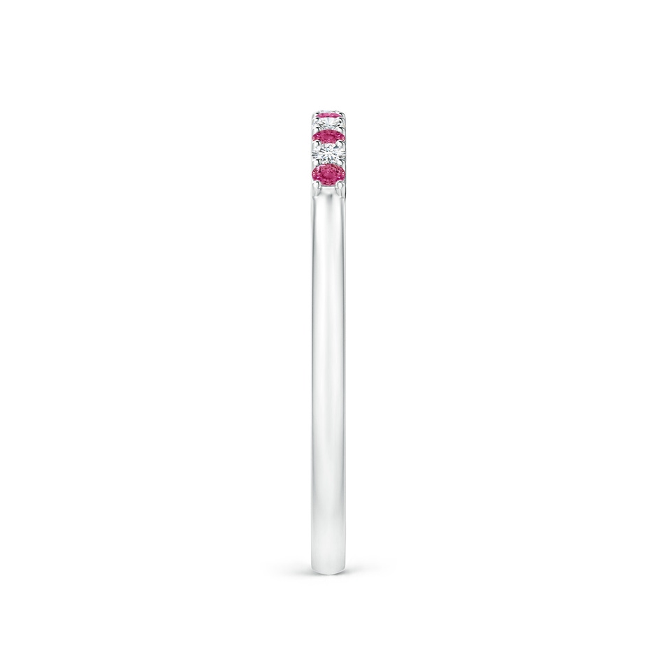 1.5mm AAAA Pink Sapphire and Diamond Half Eternity Wedding Ring in White Gold side 299