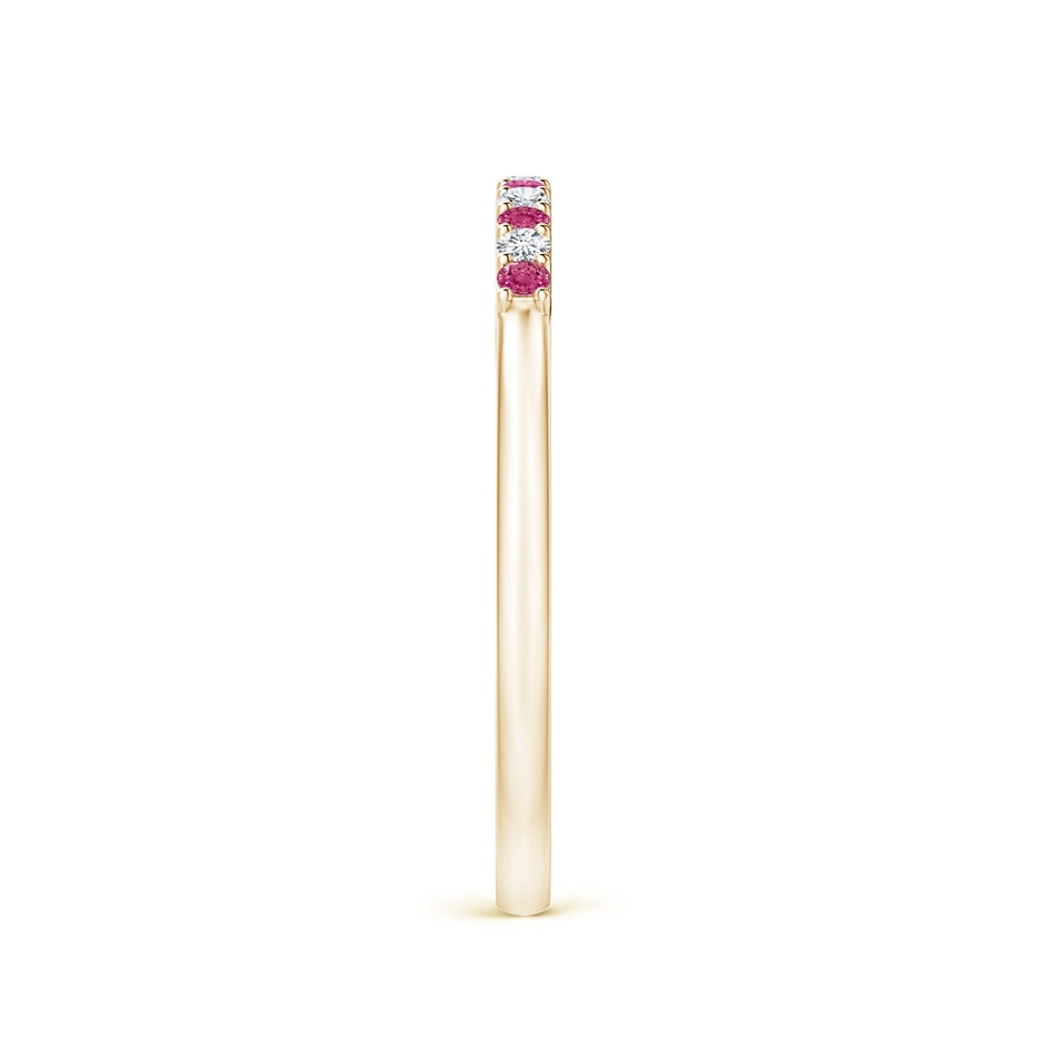 1.5mm AAAA Pink Sapphire and Diamond Half Eternity Wedding Ring in Yellow Gold side 299