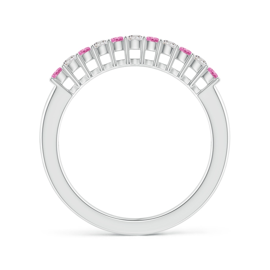2mm AA Pink Sapphire and Diamond Half Eternity Wedding Ring in 18K White Gold side 199