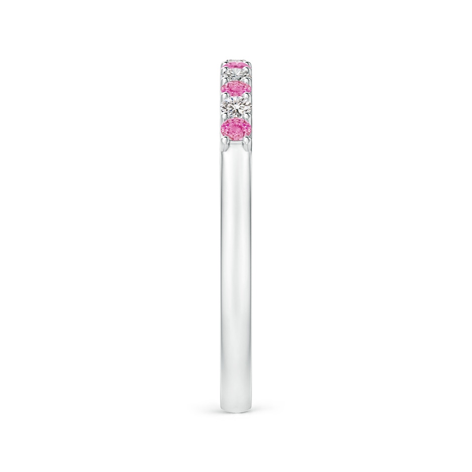 2mm AA Pink Sapphire and Diamond Half Eternity Wedding Ring in 18K White Gold side 299
