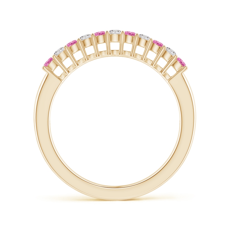 2mm AA Pink Sapphire and Diamond Half Eternity Wedding Ring in Yellow Gold side 199