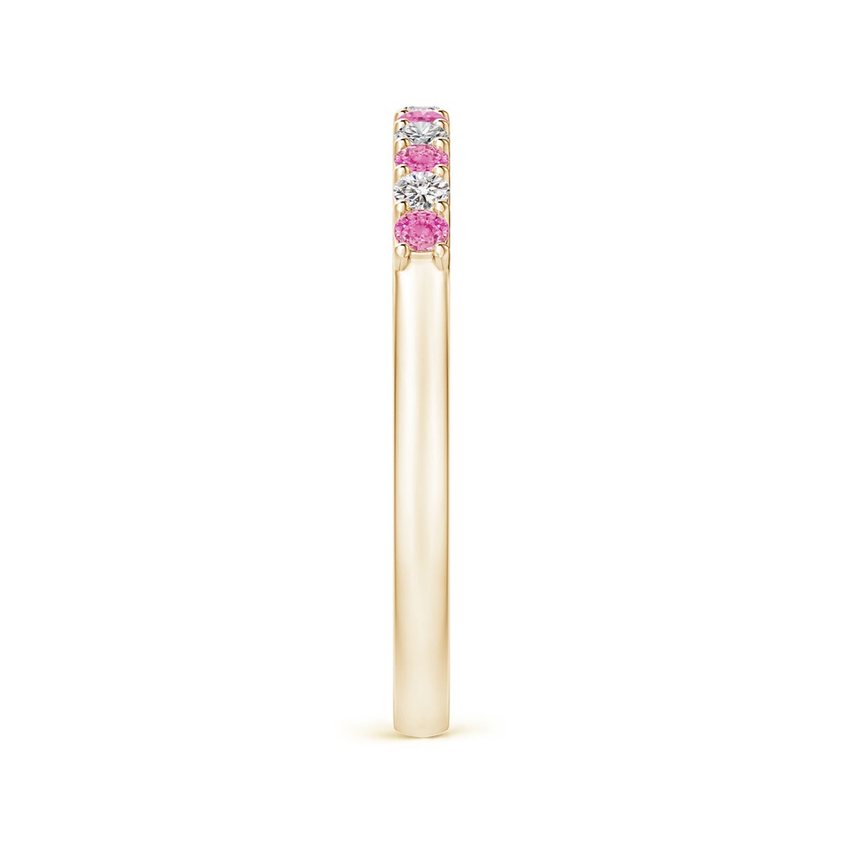 2mm AA Pink Sapphire and Diamond Half Eternity Wedding Ring in Yellow Gold side 299