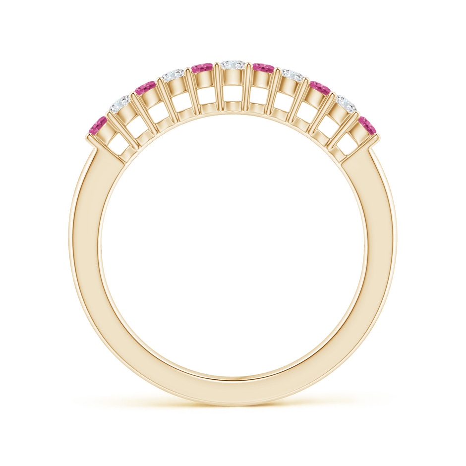 2mm AAAA Pink Sapphire and Diamond Half Eternity Wedding Ring in 18K Yellow Gold side 199