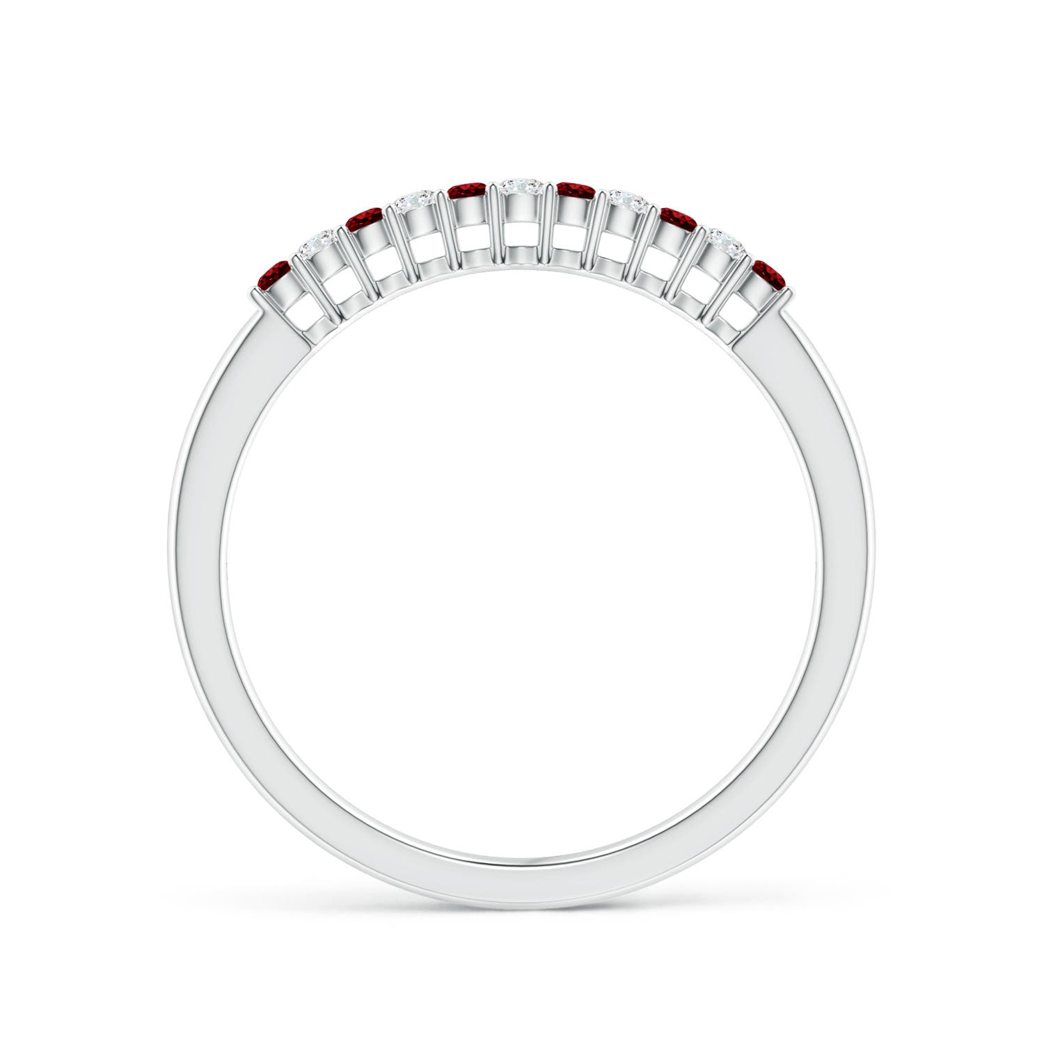 1.5mm AAAA Ruby and Diamond Half Eternity Wedding Ring in White Gold - side 3