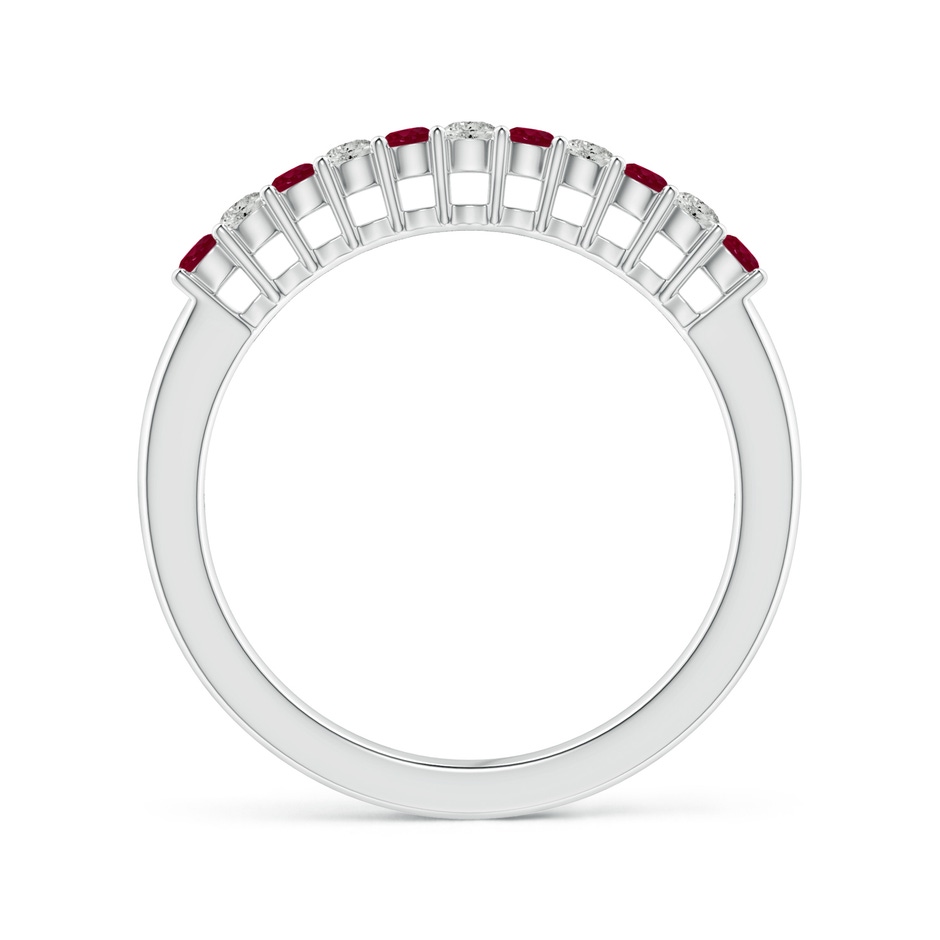 2mm A Ruby and Diamond Half Eternity Wedding Ring in 18K White Gold side 199
