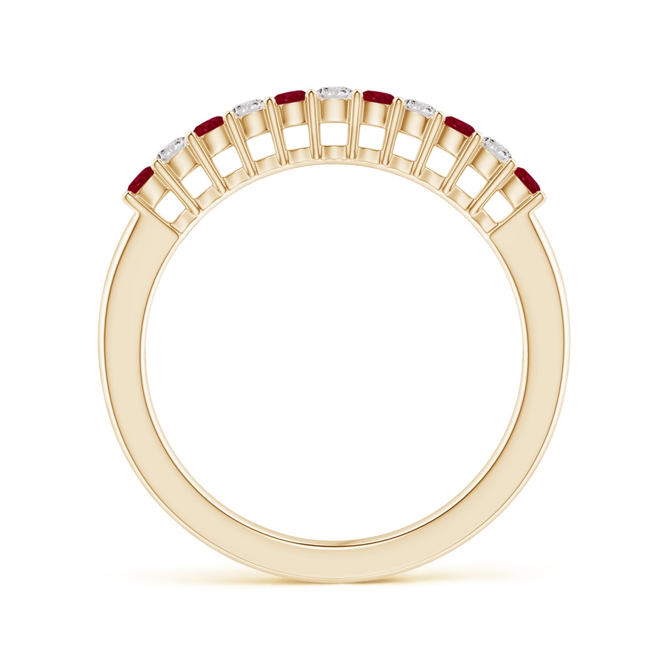 2mm AA Ruby and Diamond Half Eternity Wedding Ring in 18K Yellow Gold side 199