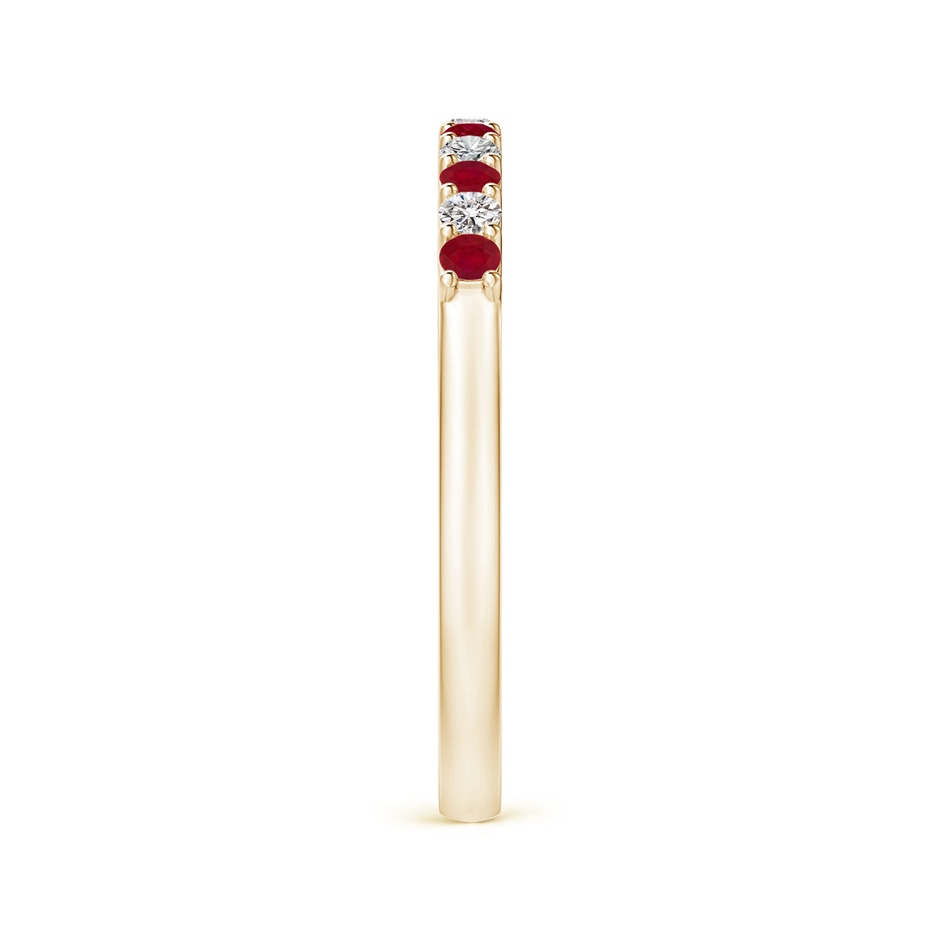2mm AA Ruby and Diamond Half Eternity Wedding Ring in 18K Yellow Gold side 299