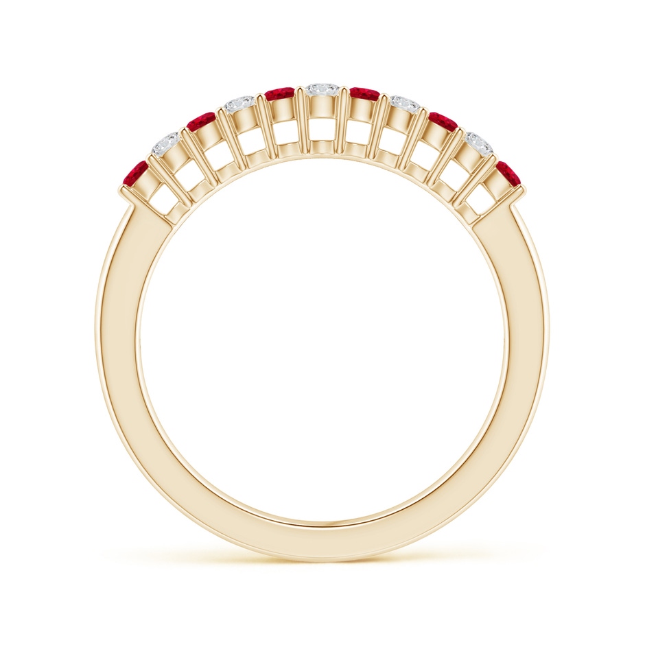 2mm AAA Ruby and Diamond Half Eternity Wedding Ring in 18K Yellow Gold side 199