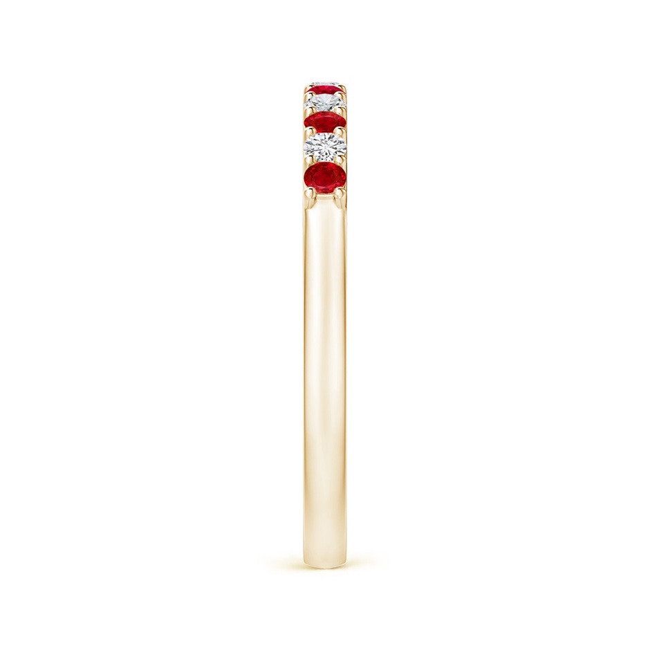 2mm AAA Ruby and Diamond Half Eternity Wedding Ring in 18K Yellow Gold side 299