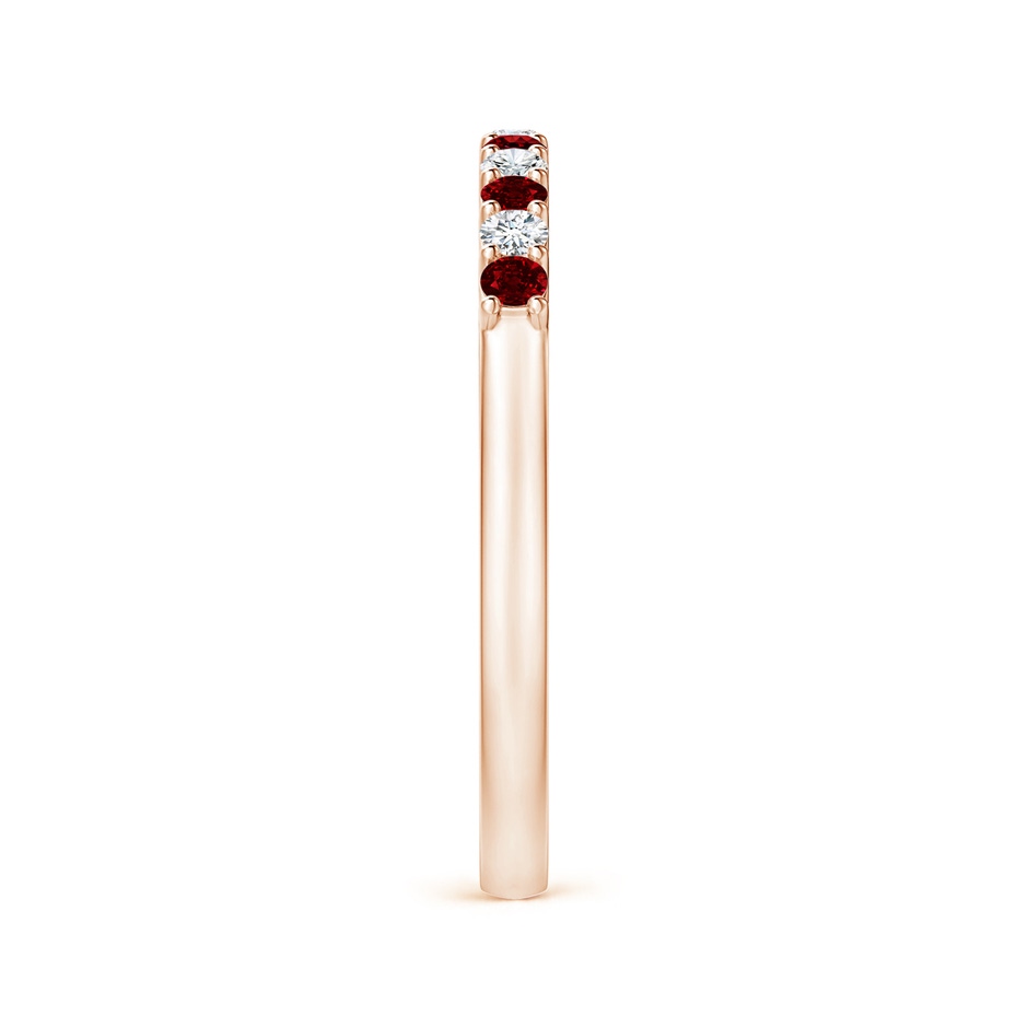 2mm AAAA Ruby and Diamond Half Eternity Wedding Ring in 18K Rose Gold side 299