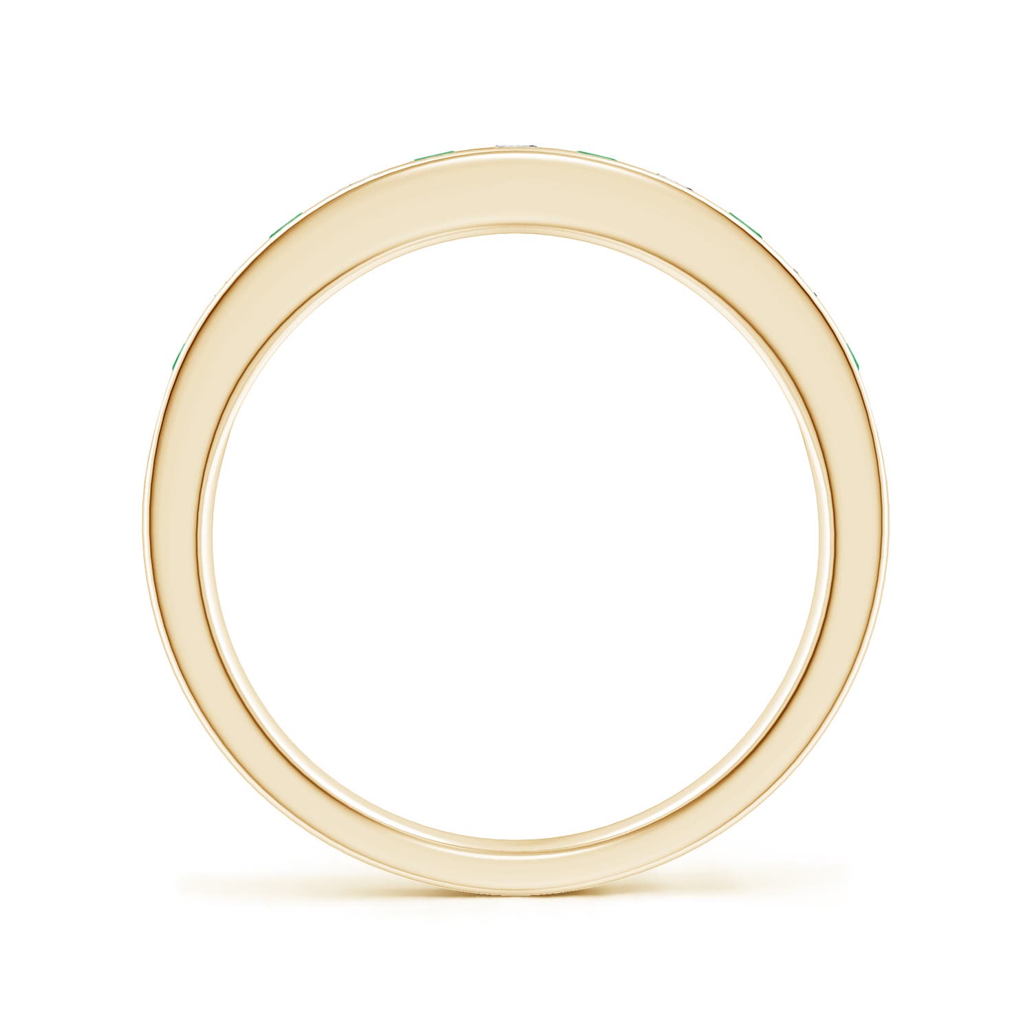 2.1mm A Channel Set Emerald and Diamond Semi Eternity Ring in Yellow Gold