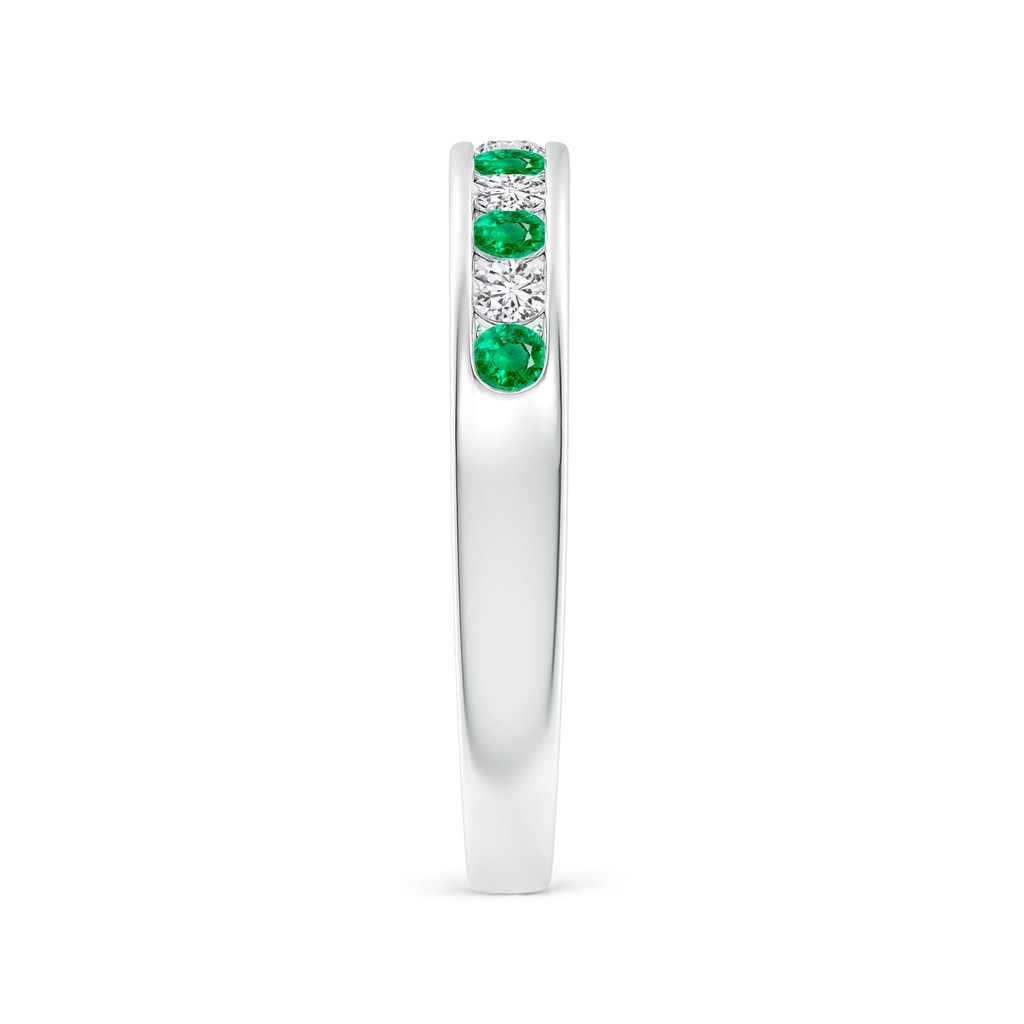2.1mm AAA Channel Set Emerald and Diamond Semi Eternity Ring in White Gold Side 299