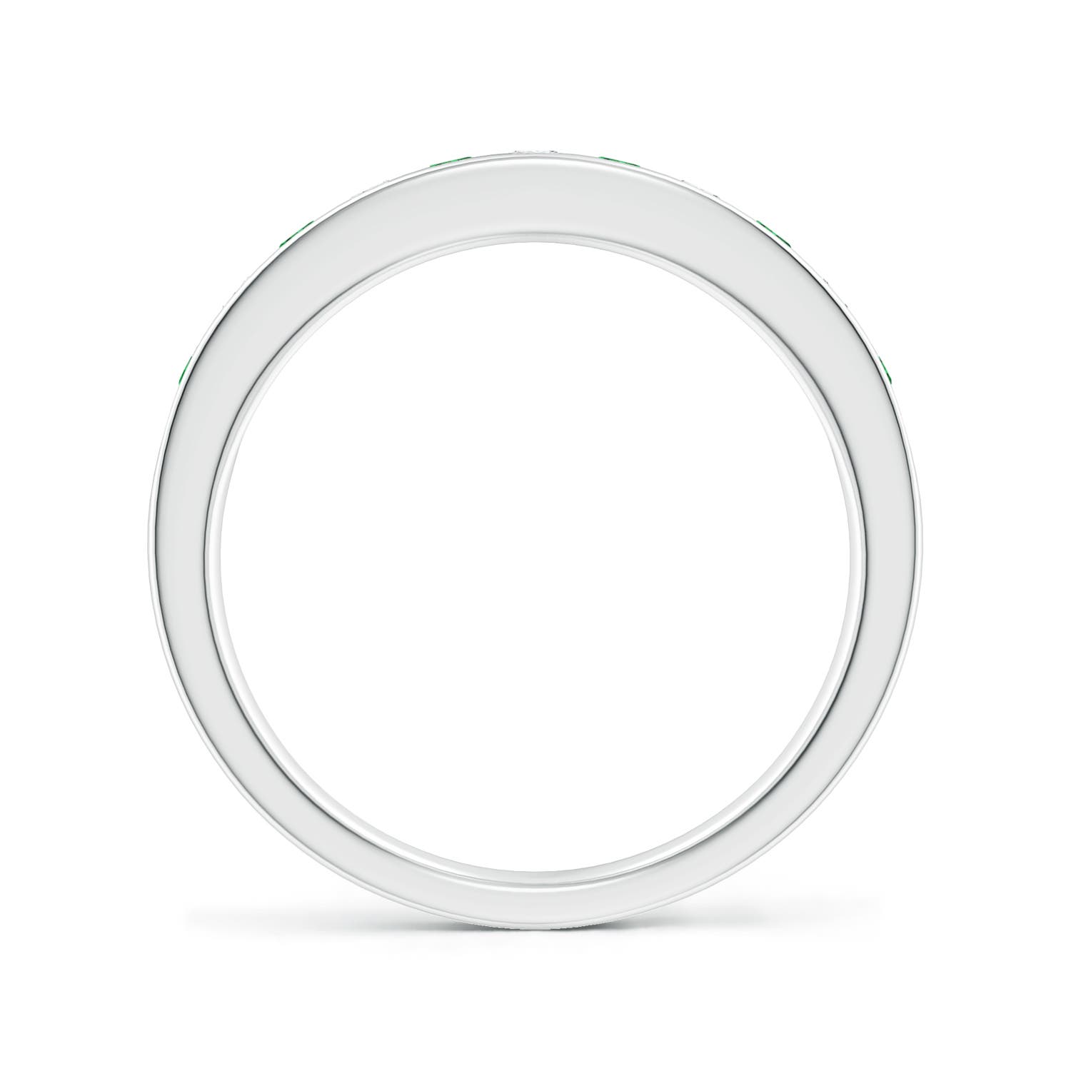 2.1mm AAAA Channel Set Emerald and Diamond Semi Eternity Ring in P950 Platinum