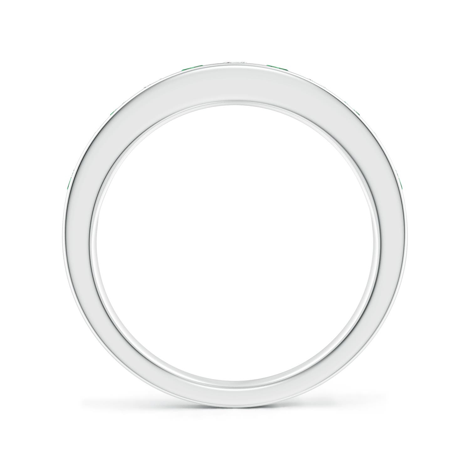 2.5mm AAA Channel Set Emerald and Diamond Semi Eternity Ring in White Gold - side 3