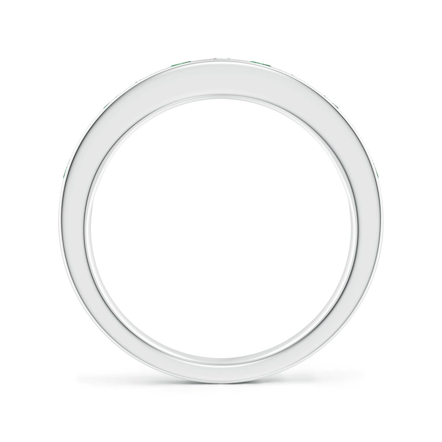 2.5mm AAAA Channel Set Emerald and Diamond Semi Eternity Ring in P950 Platinum