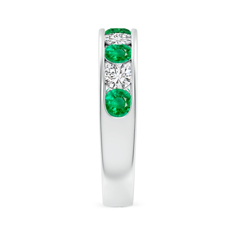 3.5mm AAA Channel Set Emerald and Diamond Semi Eternity Ring in P950 Platinum side 299