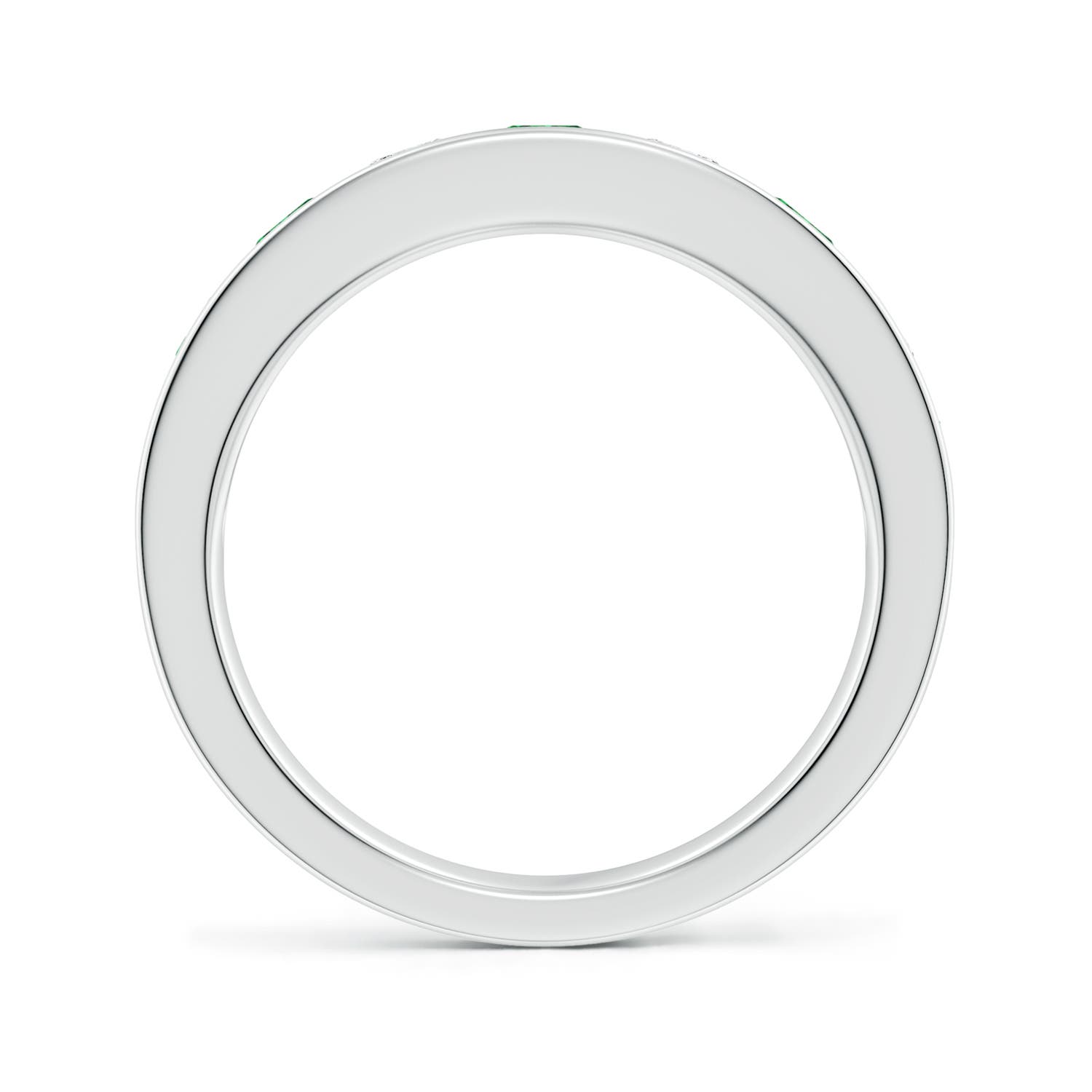 3.5mm AAAA Channel Set Emerald and Diamond Semi Eternity Ring in P950 Platinum
