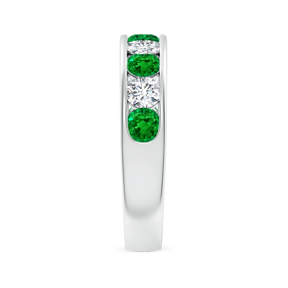 3.5mm AAAA Channel Set Emerald and Diamond Semi Eternity Ring in P950 Platinum side 299