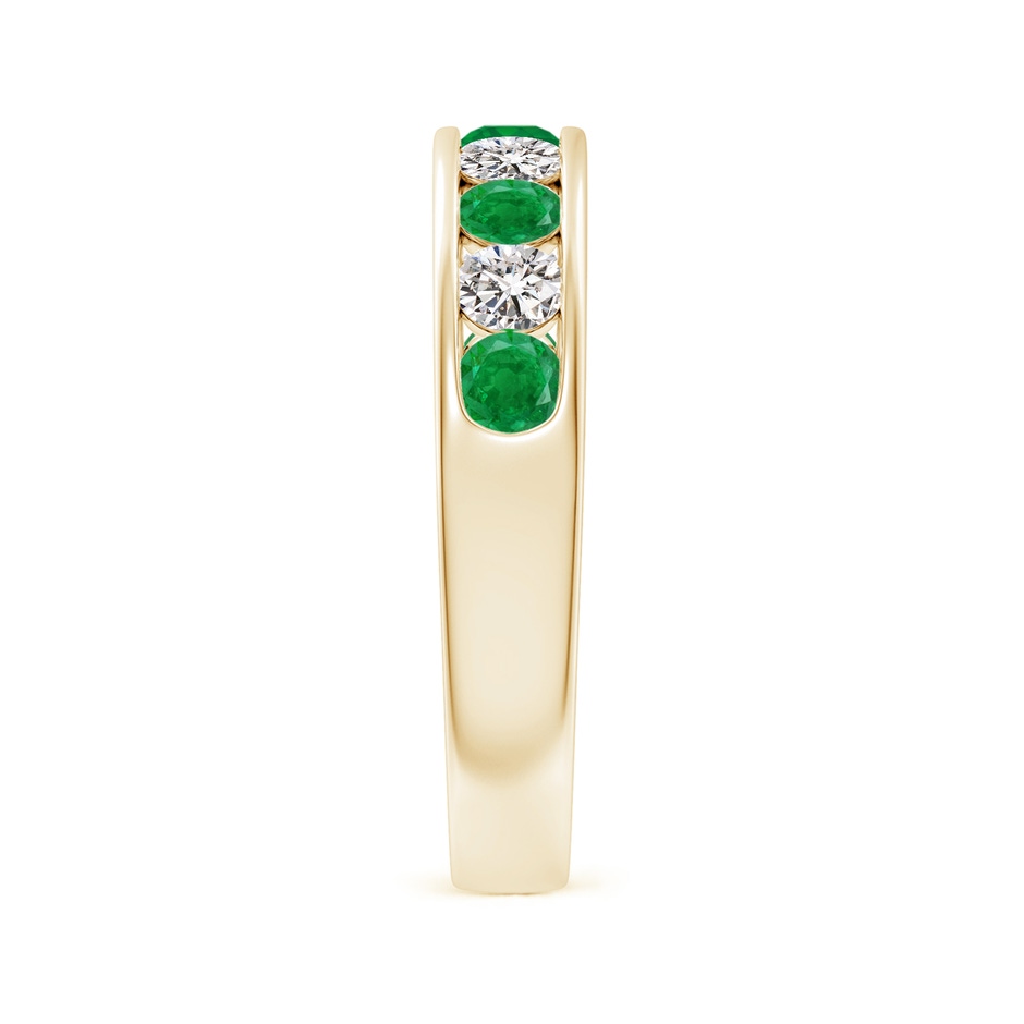3mm AA Channel Set Emerald and Diamond Semi Eternity Ring in Yellow Gold side 299