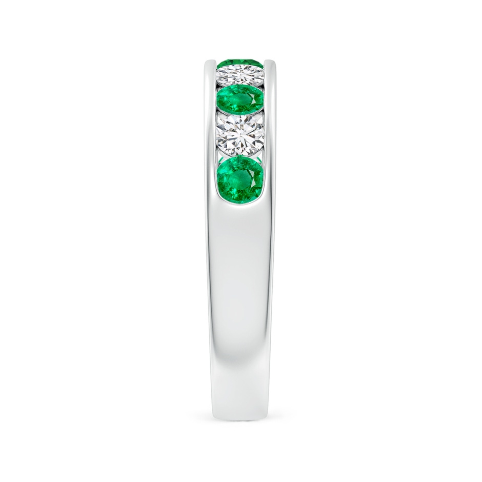 3mm AAA Channel Set Emerald and Diamond Semi Eternity Ring in White Gold side 299