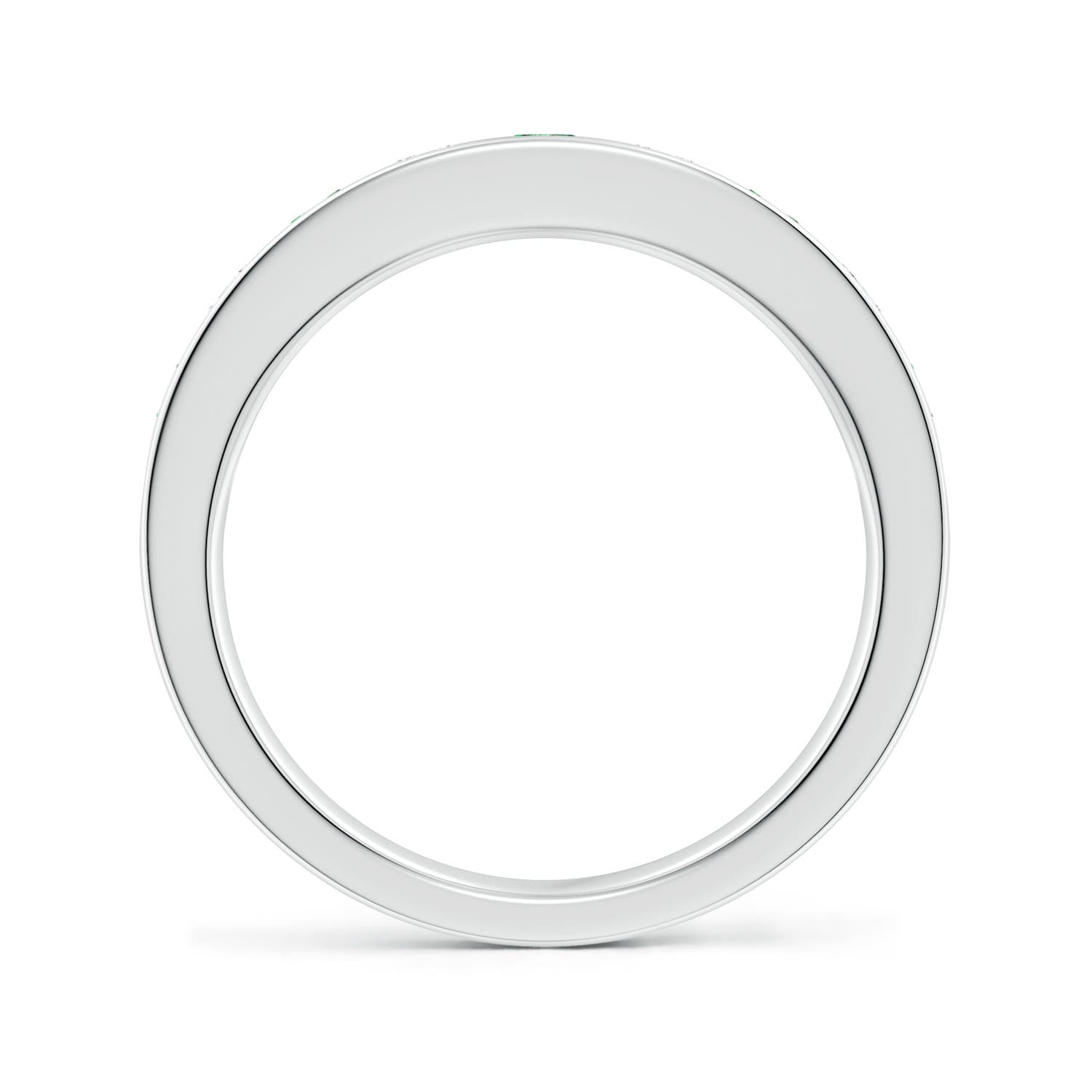 3mm AAAA Channel Set Emerald and Diamond Semi Eternity Ring in P950 Platinum