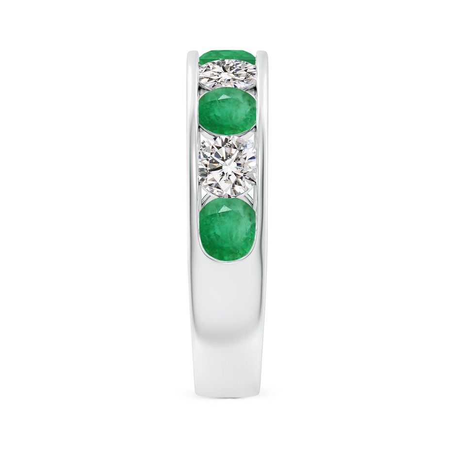 4mm A Channel Set Emerald and Diamond Semi Eternity Ring in P950 Platinum side 299
