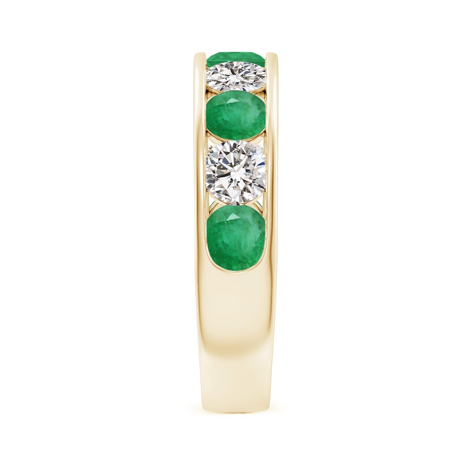 4mm A Channel Set Emerald and Diamond Semi Eternity Ring in Yellow Gold side 299