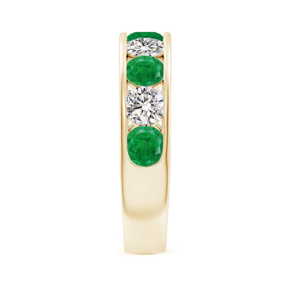 4mm AA Channel Set Emerald and Diamond Semi Eternity Ring in Yellow Gold side 299