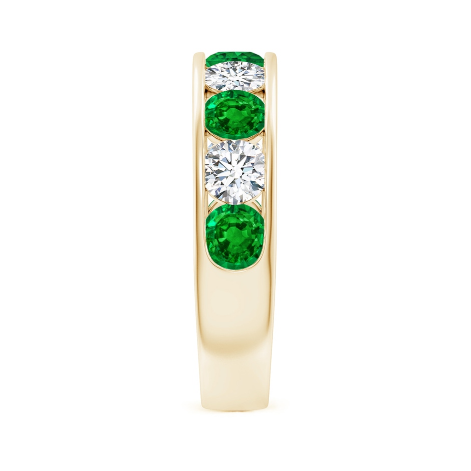 4mm AAAA Channel Set Emerald and Diamond Semi Eternity Ring in 18K Yellow Gold side 299