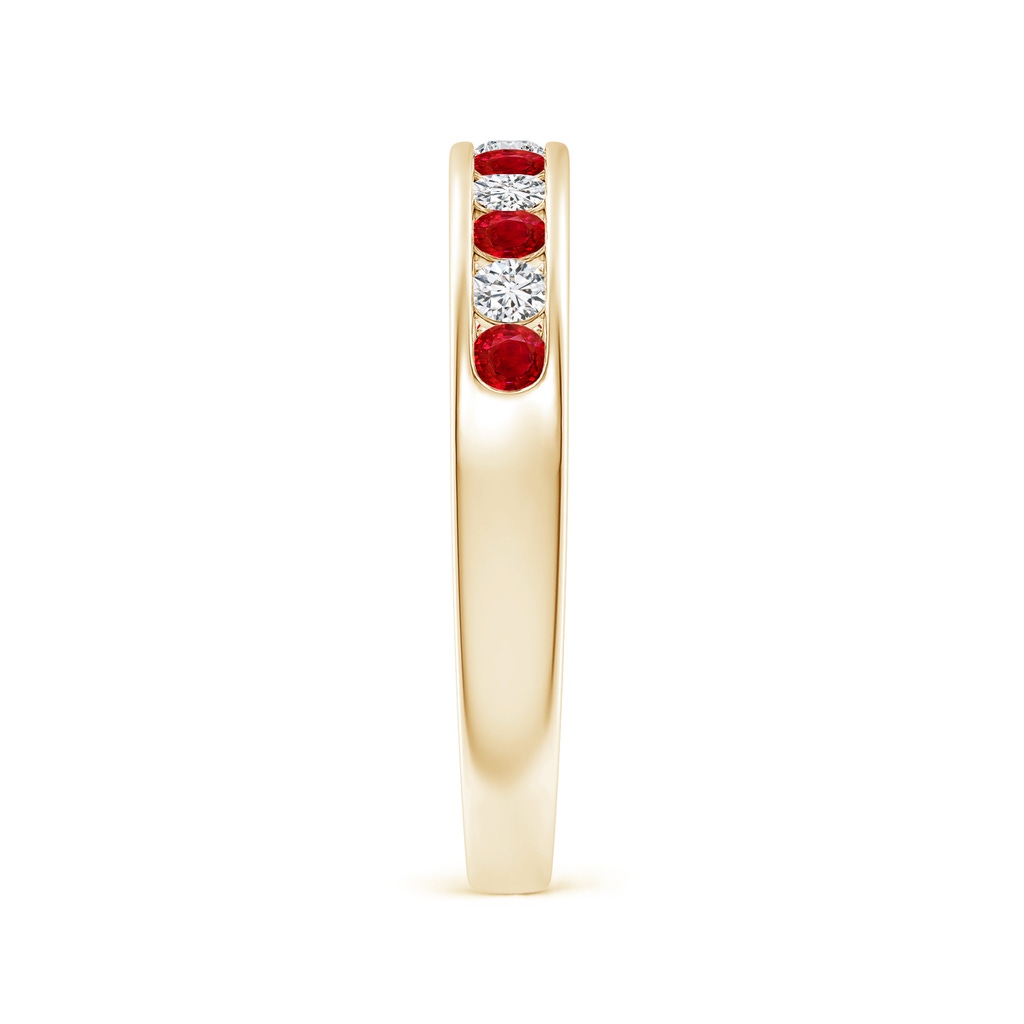 2.1mm AAA Channel Set Ruby and Diamond Semi Eternity Ring in 18K Yellow Gold Side 299