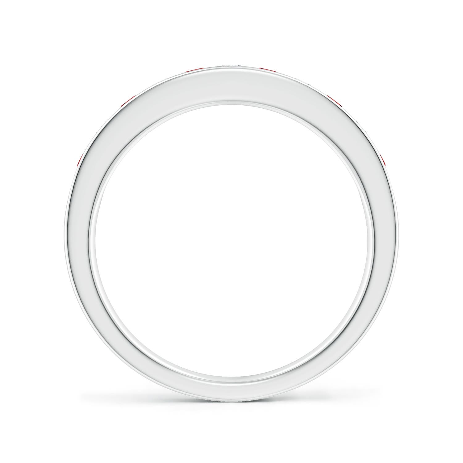 2.1mm AAAA Channel Set Ruby and Diamond Semi Eternity Ring in White Gold
